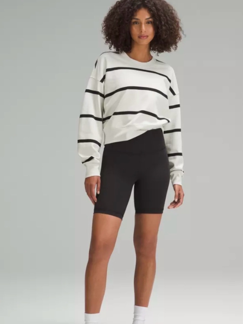 lululemon Perfectly Oversized Cropped Crew Striped Womens Size 6 Athleisure